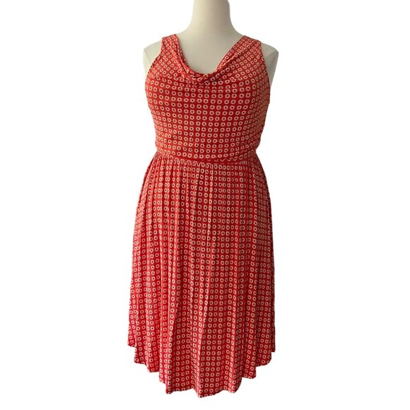 Maeve Anthropologie Size 1X Tangerine Orange Brianne Floral Cowl Neck Midi Dress - Picture 3 of 16